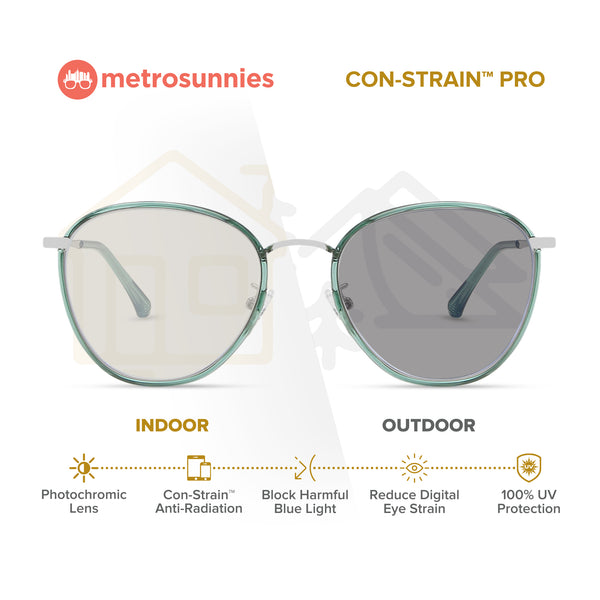 MetroSunnies Lisa Specs (Green) / Con-Strain Blue Light / Anti-Radiation Computer Eyeglasses