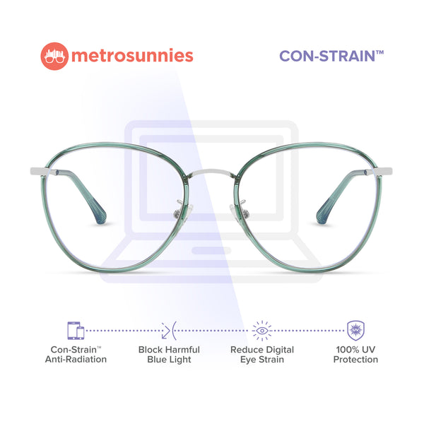 MetroSunnies Lisa Specs (Green) / Con-Strain Blue Light / Anti-Radiation Computer Eyeglasses