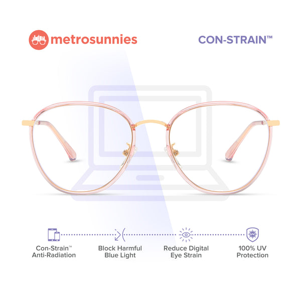 MetroSunnies Lisa Specs (Pink) / Con-Strain Blue Light / Anti-Radiation Computer Eyeglasses