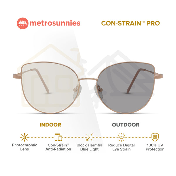 MetroSunnies Liv Specs (Rose Gold) / Replaceable Lens / Eyeglasses for Men and Women