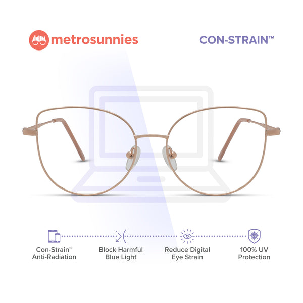 MetroSunnies Liv Specs (Rose Gold) / Replaceable Lens / Eyeglasses for Men and Women