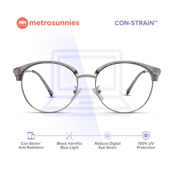 MetroSunnies Marcia Specs (Gray) / Con-Strain Blue Light / Anti-Radiation Computer Eyeglasses