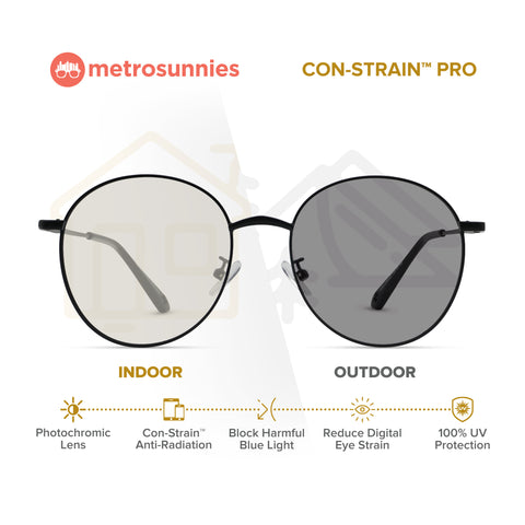 MetroSunnies Mason Specs (Black) / Con-Strain Blue Light / Anti-Radiation Computer Eyeglasses