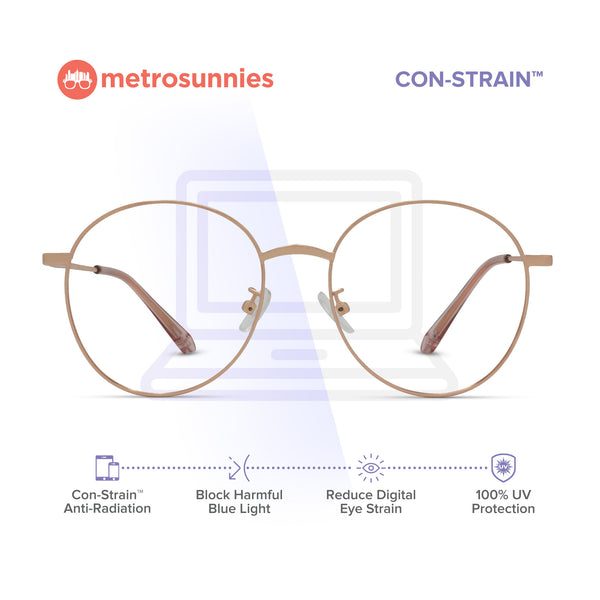MetroSunnies Mason Specs (Rose Gold) / Con-Strain Blue Light / Anti-Radiation Computer Eyeglasses