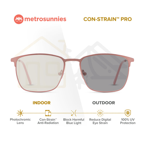 MetroSunnies Max Specs (Pink) / Con-Strain Blue Light / Anti-Radiation Computer Eyeglasses