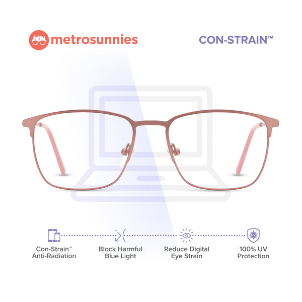 MetroSunnies Max Specs (Pink) / Con-Strain Blue Light / Anti-Radiation Computer Eyeglasses