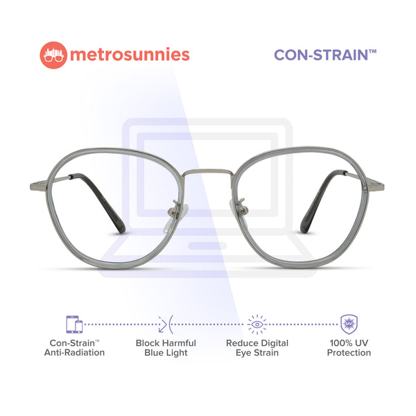 MetroSunnies Mindy Specs (Gray) / Con-Strain Blue Light / Versairy / Anti-Radiation Eyeglasses
