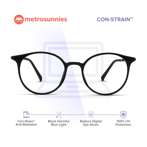 MetroSunnies Monarch Specs (Black) / Con-Strain Blue Light / Versairy / Anti-Radiation Eyeglasses