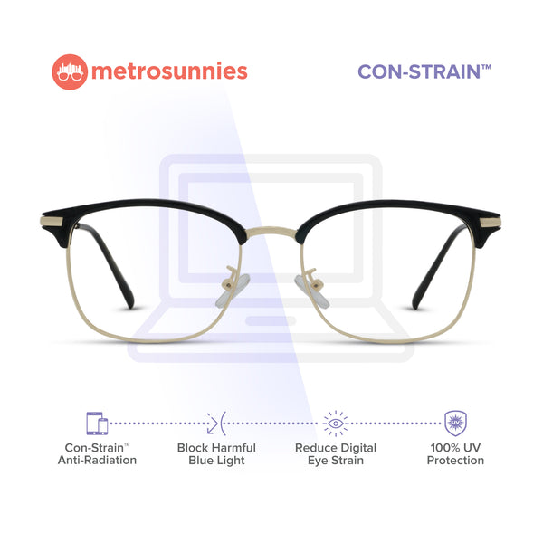 MetroSunnies Nathan Specs (Black) / Con-Strain Blue Light / Anti-Radiation Computer Eyeglasses