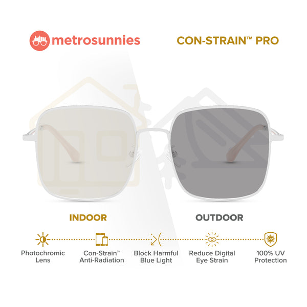 MetroSunnies Oslo Specs (Silver) / Con-Strain Blue Light / Anti-Radiation Computer Eyeglasses
