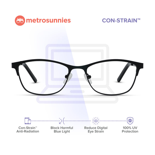 MetroSunnies Phillip Specs (Black) / Con-Strain Blue Light / Anti-Radiation Computer Eyeglasses