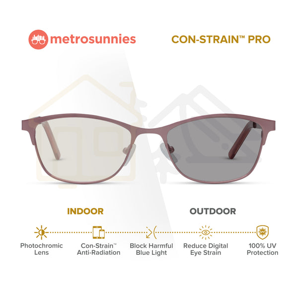 MetroSunnies Phillip (Pink) / Con-Strain PRO Photochromic Blue Light / UV400 / Anti-Radiation