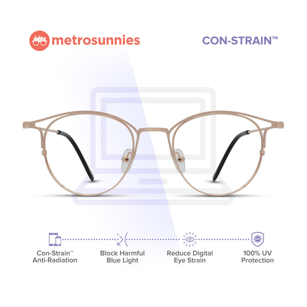 MetroSunnies Phoebe Specs (Rose Gold) / Replaceable Lens / Eyeglasses for Men and Women
