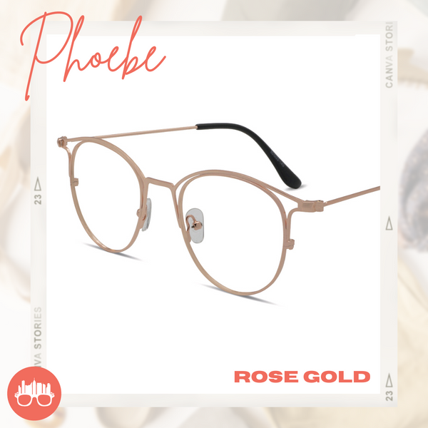 MetroSunnies Phoebe Specs (Rose Gold) / Replaceable Lens / Eyeglasses for Men and Women