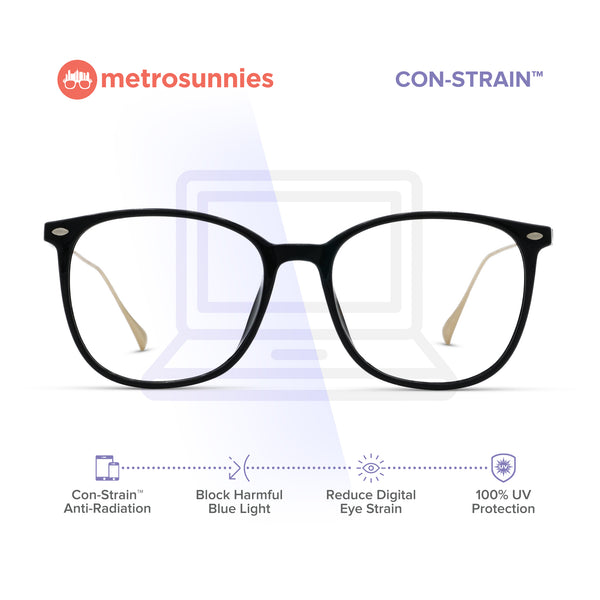 MetroSunnies Queen Specs (Black) / Con-Strain Blue Light / Versairy / Anti-Radiation Eyeglasses