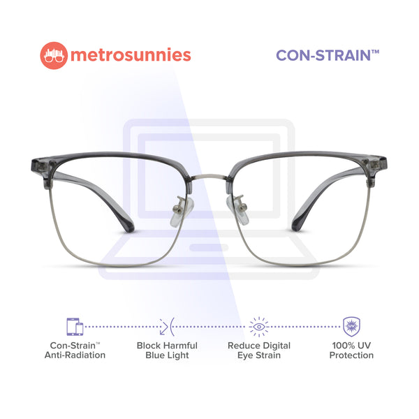 MetroSunnies Reed Specs (Gray) / Replaceable Lens / Eyeglasses for Men and Women