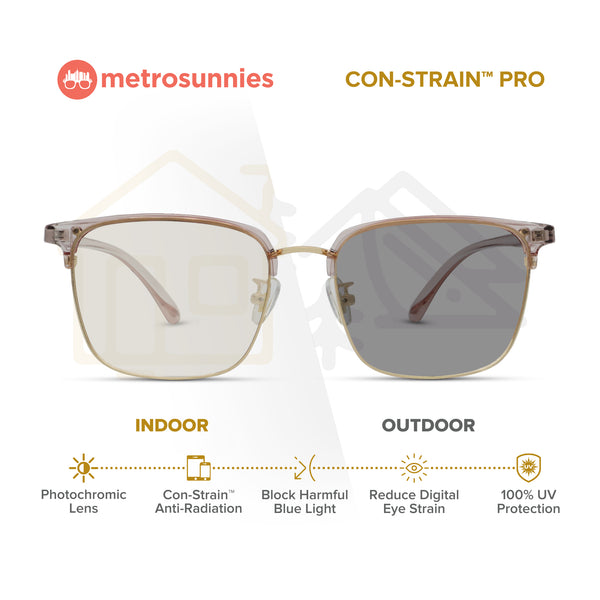 MetroSunnies Reed (Peach) / Con-Strain PRO Photochromic Blue Light / UV400 / Anti-Radiation