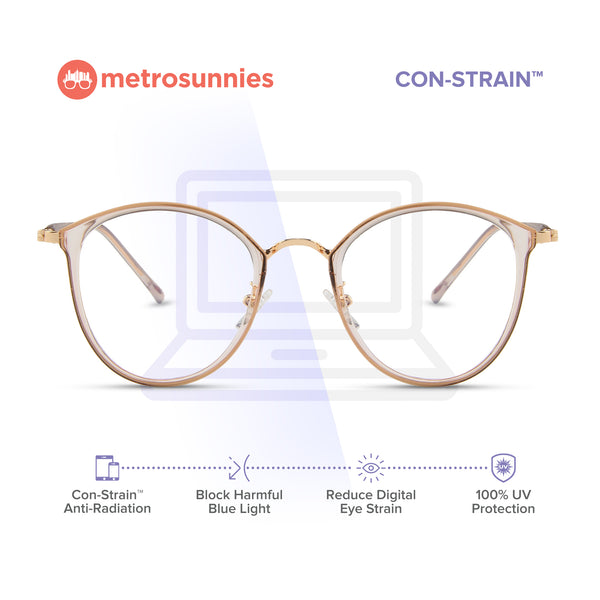 MetroSunnies Rei Specs (Champagne) / Con-Strain Blue Light / Anti-Radiation Computer Eyeglasses