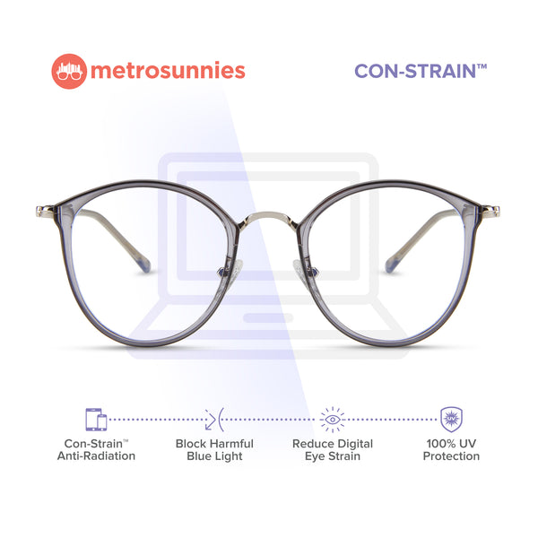 MetroSunnies Rei Specs (Gray) / Con-Strain Blue Light / Anti-Radiation Computer Eyeglasses