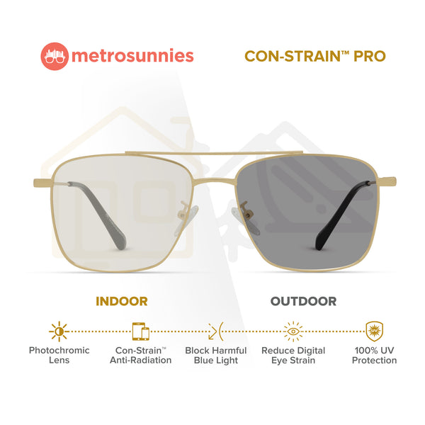 MetroSunnies Terry Specs (Gold) / Replaceable Lens / Eyeglasses for Men and Women