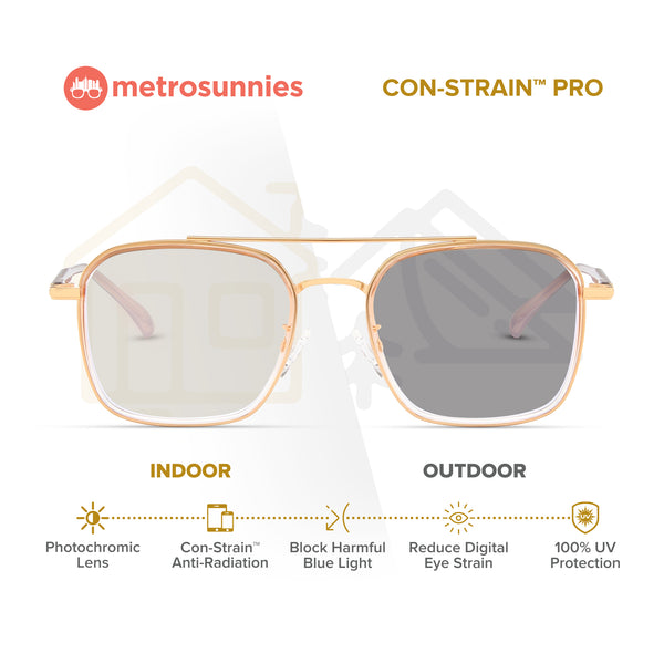 MetroSunnies Trisa Specs (Champagne) / Con-Strain Blue Light / Versairy / Anti-Radiation Eyeglasses