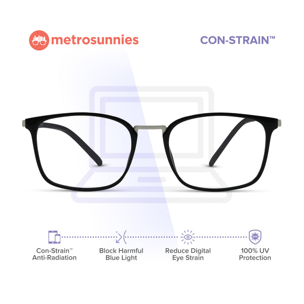 MetroSunnies Warren Specs (Black) / Con-Strain Blue Light / Versairy / Anti-Radiation Eyeglasses