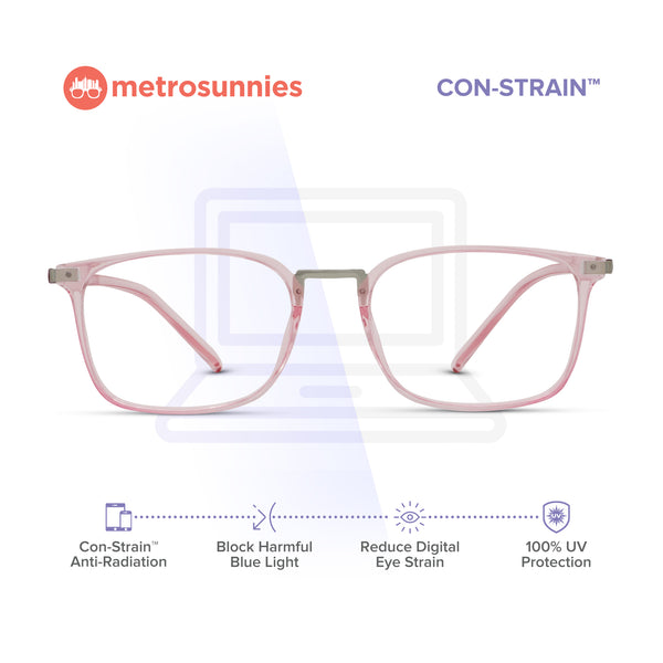 MetroSunnies Warren Specs (Pink) / Con-Strain Blue Light / Versairy / Anti-Radiation Eyeglasses