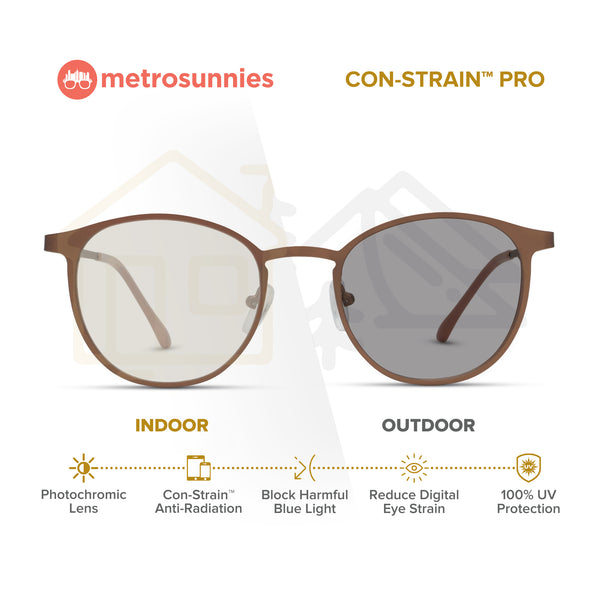 MetroSunnies Willow (Nude) / Con-Strain PRO Photochromic Blue Light / Versairy / UV400 / Anti-Radiation