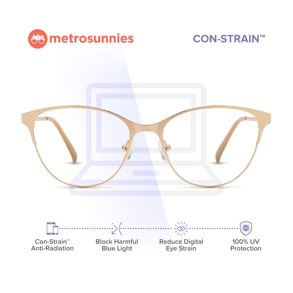 MetroSunnies Yassi Specs (Rose Gold) / Con-Strain Blue Light / Anti-Radiation Computer Eyeglasses