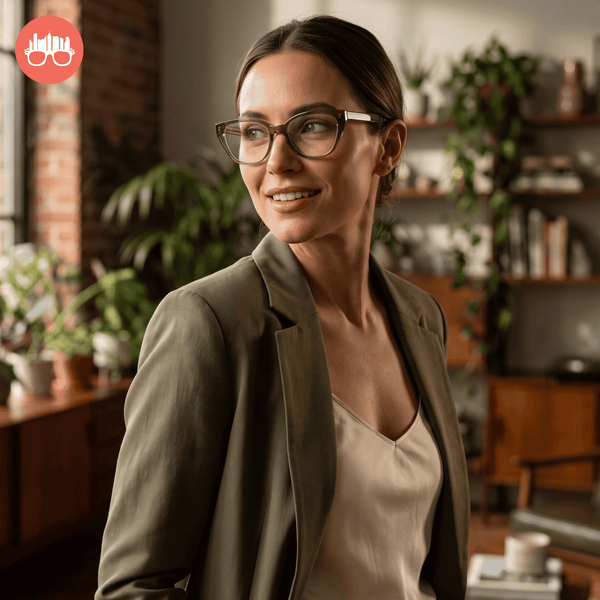 MetroSunnies Althea Cat Eye TR90 Eyeglasses Con-Strain Anti-Radiation Photochromic in Taupe Eyewear