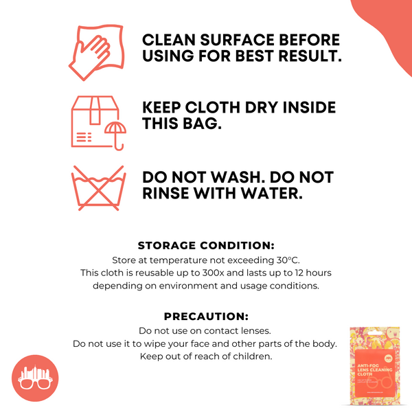 MetroSunnies Anti-Fog Lens and Glass 2 in 1 Microfiber Cleaning Cloth for Eyeglasses Lens Wipes