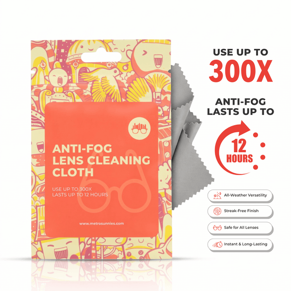 MetroSunnies Anti-Fog Lens and Glass 2 in 1 Microfiber Cleaning Cloth for Eyeglasses Lens Wipes
