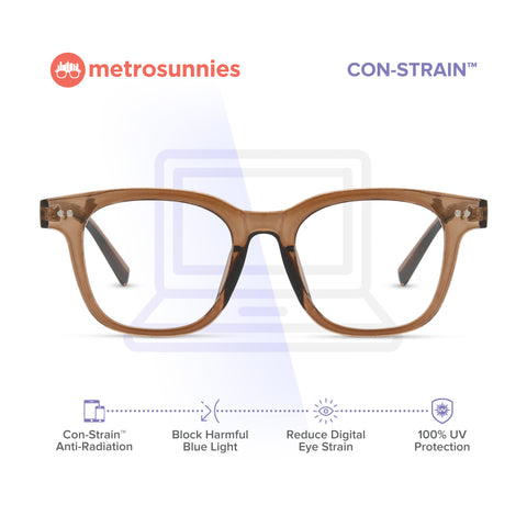 MetroSunnies Buck Specs (Champagne) Con-Strain Anti Radiation Replaceable Lens Eyeglasses Women Men Blue Light Eyewear