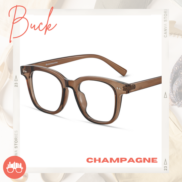 MetroSunnies Buck Specs (Champagne) Con-Strain Anti Radiation Replaceable Lens Eyeglasses Women Men Blue Light Eyewear