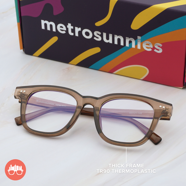 MetroSunnies Buck Specs (Champagne) Con-Strain Anti Radiation Replaceable Lens Eyeglasses Women Men Blue Light Eyewear