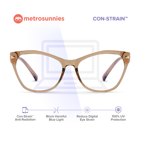 MetroSunnies Candice Specs (Nude) Con-Strain Anti Radiation Eyeglasses Women Men Blue Light Eyewear