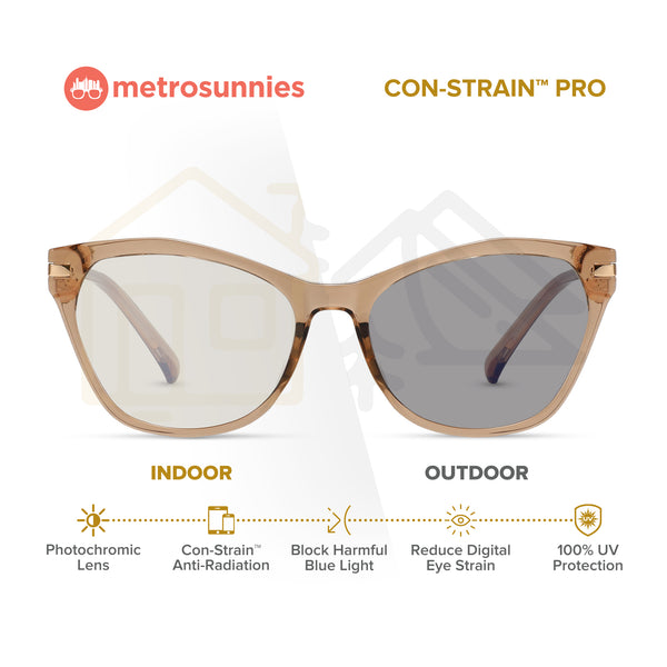 MetroSunnies Candice Specs (Nude) Con-Strain Anti Radiation Eyeglasses Women Men Blue Light Eyewear