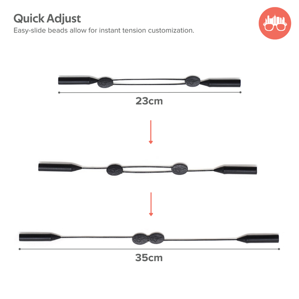 MetroSunnies Adjustable Runner Strap for Sunglasses and Eyeglasses Unisex Performance Eyewear Strap with Dual-Bead Adjustment for Secure Hold and Quick Adjust