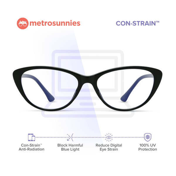 MetroSunnies Gabrielle Specs / Anti Radiation Glasses for Women and Men / Eyeglasses Replaceable Lens / Blue Light Eyewear / Versairy TR90 Lightweight / Optical Frame