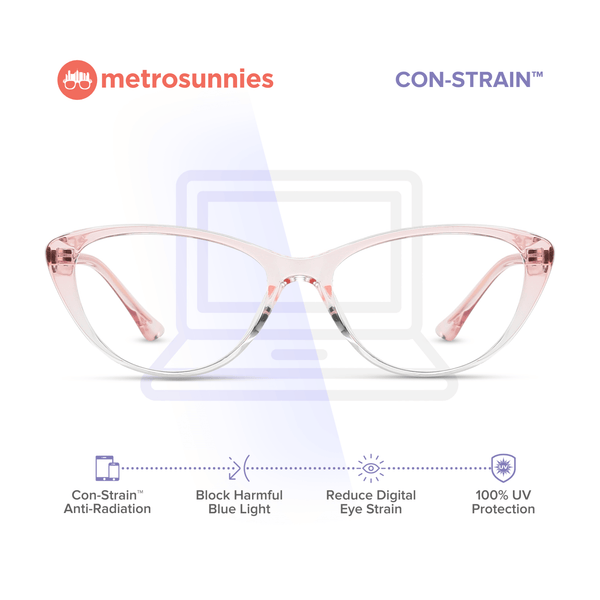 MetroSunnies Gabrielle Specs / Anti Radiation Glasses for Women and Men / Eyeglasses Replaceable Lens / Blue Light Eyewear / Versairy TR90 Lightweight / Optical Frame
