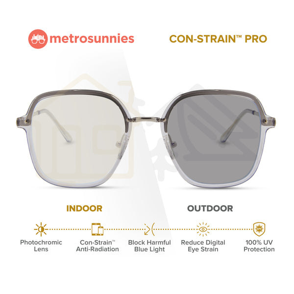 MetroSunnies Hanni Specs (Gray) Con-Strain Anti Radiation Eyeglasses Women Men Blue Light Eyewear