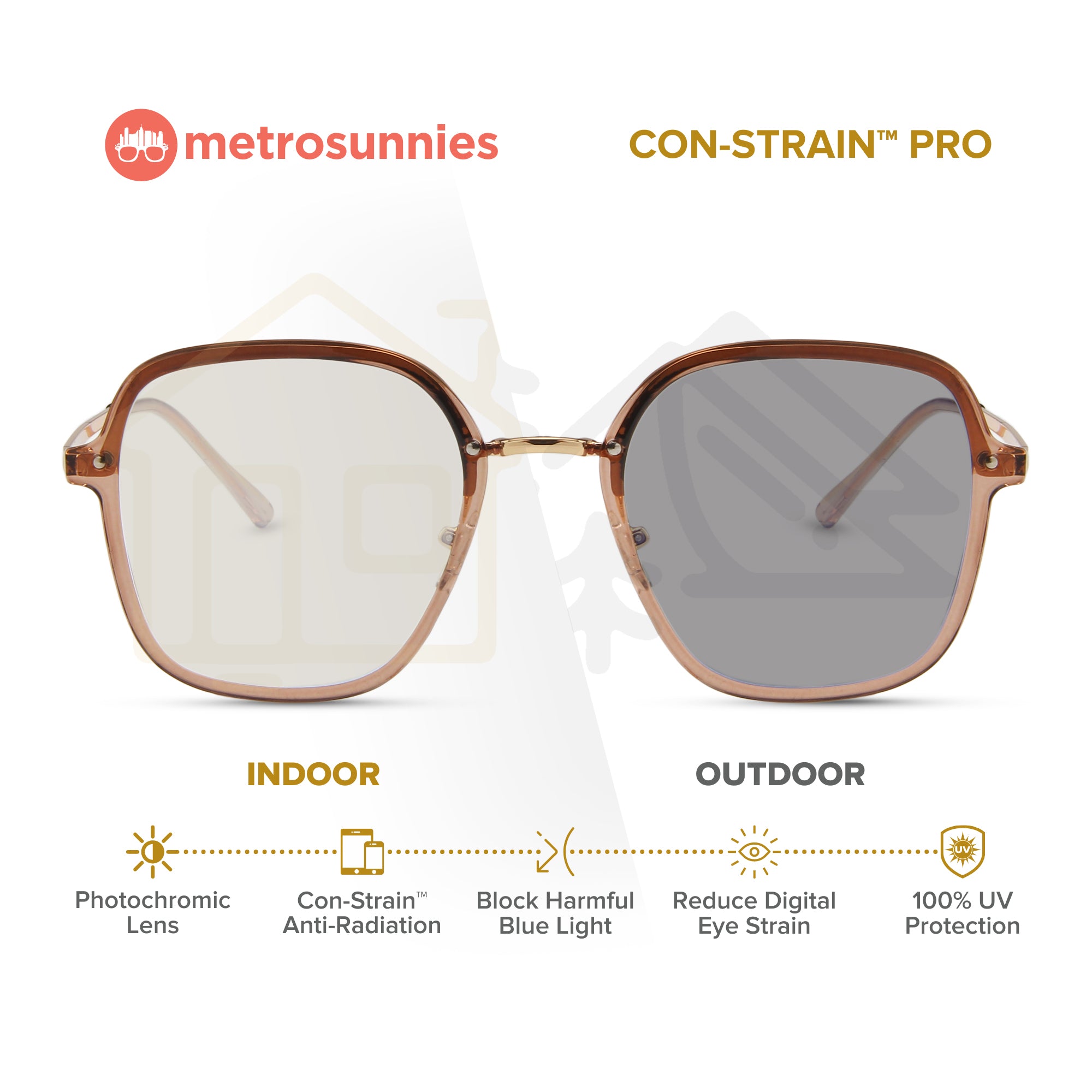 MetroSunnies Hanni Specs (Nude) Con-Strain Anti Radiation Eyeglasses Women Men Blue Light Eyewear