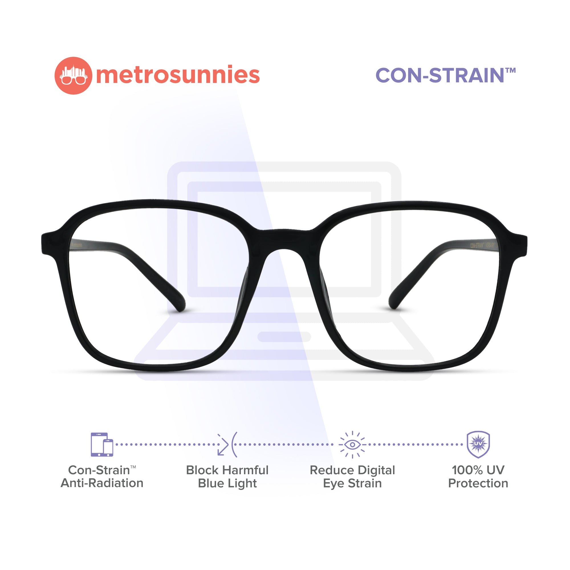 MetroSunnies Jazz Specs (Black) / Con-Strain Blue Light / Versairy / Anti-Radiation Eyeglasses