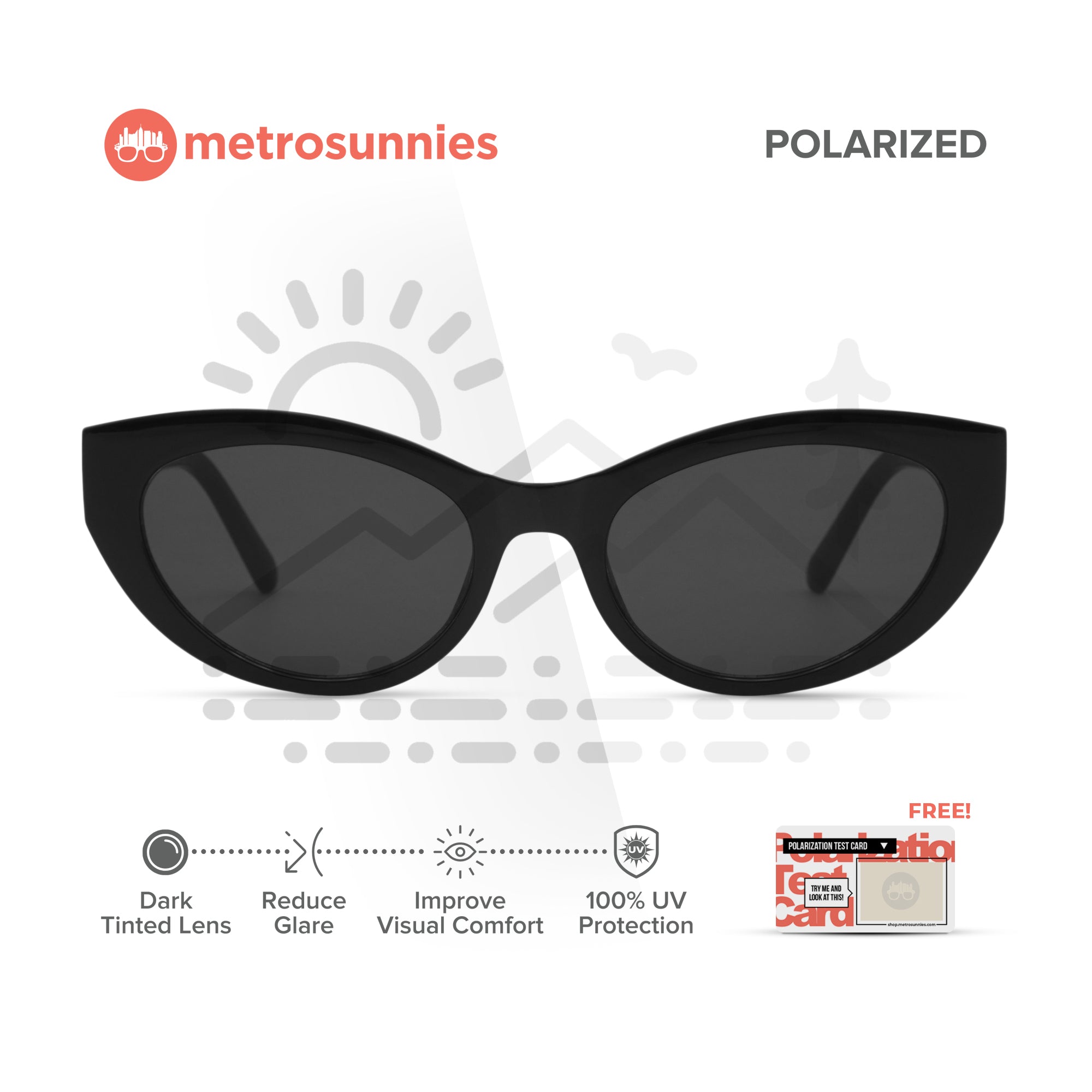 MetroSunnies Kim Sunnies (Black) / Polarized Sunglasses UV400 / Fashion Eyewear for Men and Women