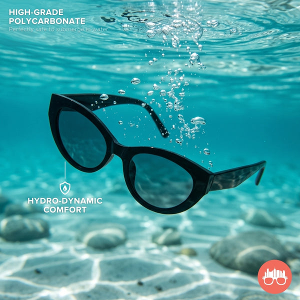 MetroSunnies Kim Sunnies (Black) / Polarized Waterproof Sunglasses UV400 / Water Resistant / Fashion Eyewear for Men and Women