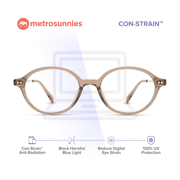MetroSunnies Lennon Specs (Nude) Con-Strain Anti Radiation Eyeglasses Women Men Blue Light Eyewear