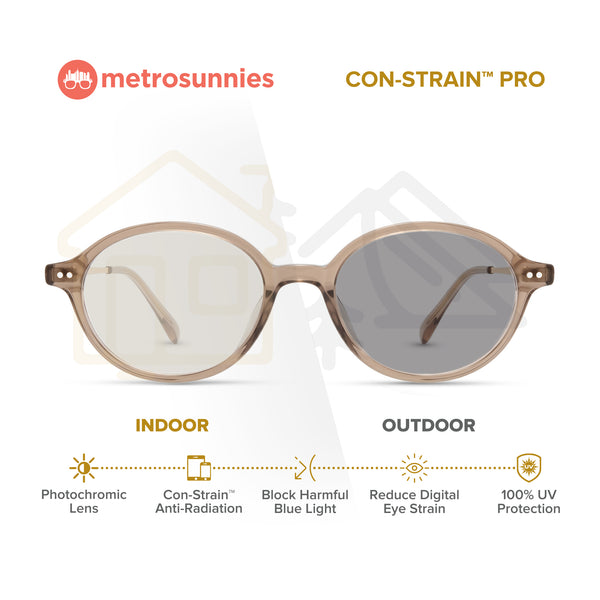 MetroSunnies Lennon Specs (Nude) Con-Strain Anti Radiation Eyeglasses Women Men Blue Light Eyewear