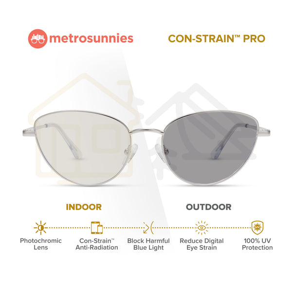 MetroSunnies Lucerne Oval Cat Eye Metal Eyeglasses Con-Strain Anti-Radiation Photochromic Specs