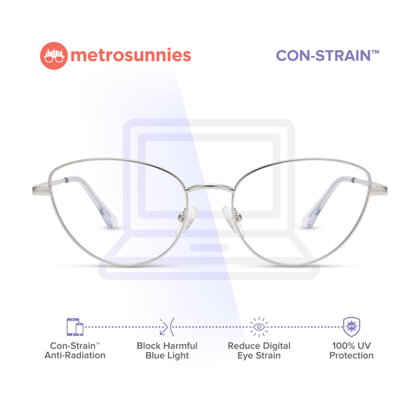 MetroSunnies Lucerne Oval Cat Eye Metal Eyeglasses Con-Strain Anti-Radiation Photochromic Specs