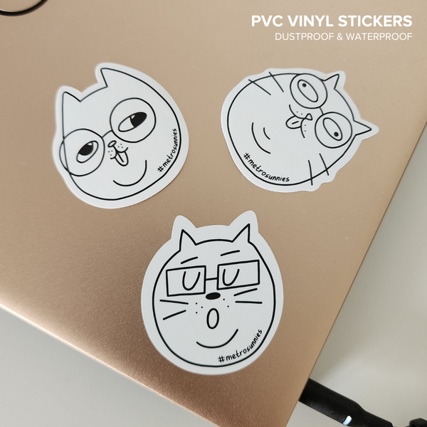 MetroSunnies Cats Wearing Specs Waterproof Sticker Pack